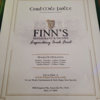 Finn's Restaurant & Tavern - Irish Near Me - Knoxville, Tennessee