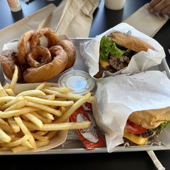 TrueBurger - Onion rings, fries, Double - Up, and Bacon Cheesy Trueburger - Burgers Near Me - Oakland, California