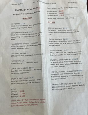 Menu photo 1 Chef Shaqs Kitchen Louisville, KY