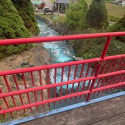 Quechee Gorge Mini Golf - Looking over the bridge down the mini-golf gorge