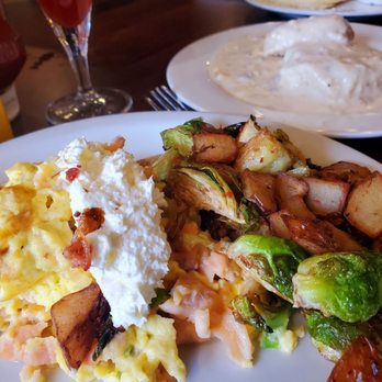 Betto's Bistro - Salmon scramble...brussel sprout hash...biscuits & gravy - Italian Near Me - Morgan Hill, California