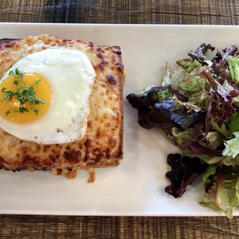 Moulin - Le Croque Madame - grilled ham & cheese sandwich with a sunny side egg on top! - Bakeries Near Me - Newport Beach, California Moulin - Le Croque Madame - grilled ham & cheese sandwich with a sunny side egg on top! - Bakeries Near Me - Newport Beach, California