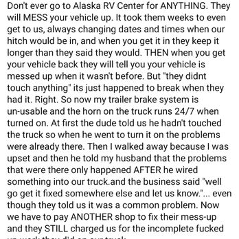 Alaska RV Center - Horrible experience - RV Rental Near Me - Fairbanks, Alaska Alaska RV Center - Horrible experience - RV Rental Near Me - Fairbanks, Alaska