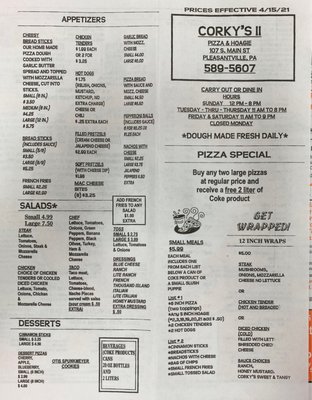 Menu photo 2 Corky's II Pleasantville, PA
