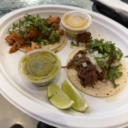 Chicken and beef tacos. Chicken and beef tacos.