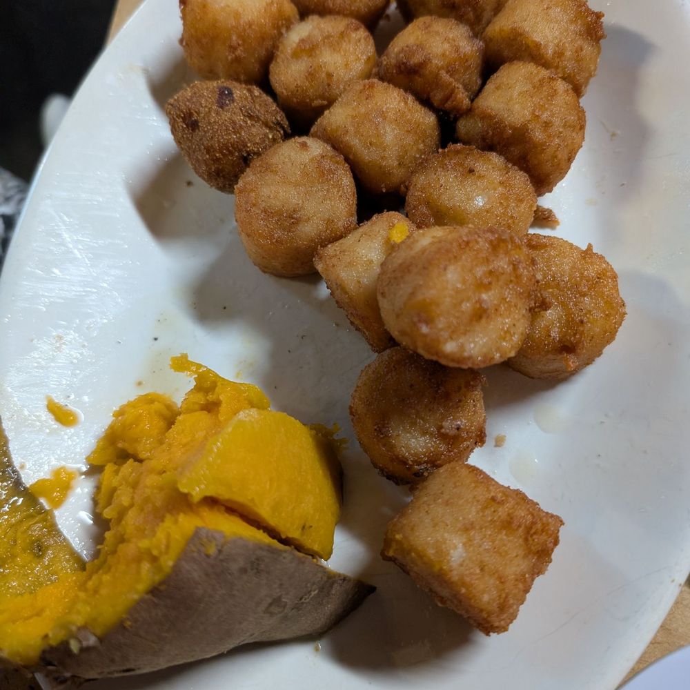 Catfish Deweys - Scallops and baked sweet potato - Seafood Near Me - Oakland Park, Florida Catfish Deweys - Scallops and baked sweet potato - Seafood Near Me - Oakland Park, Florida