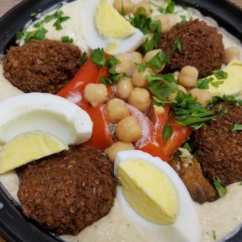 Saati Deli & Catering - Hummus bowl with falafel and roasted peppers - Delis Near Me - Latham, New York
