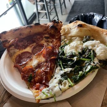 Gjelina Take Away - Spicy Pepperoni Pizza and Spinach Cheese Pizza - Coffee & Tea Near Me - Venice, California