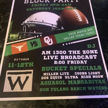 Bar W - Block party this weekend starting 10/11 - Sports Bars Near Me - Dallas, Texas