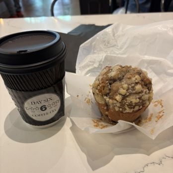 Day 6 Coffee Co. - Cappuccino and blueberry muffin - Coffee & Tea Near Me - Houston, Texas