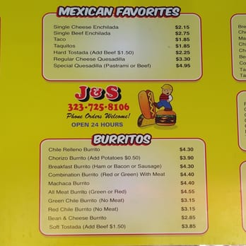 J & S - Up to date current prices.  Still cheap price for great food! - Mexican Near Me - Montebello, California