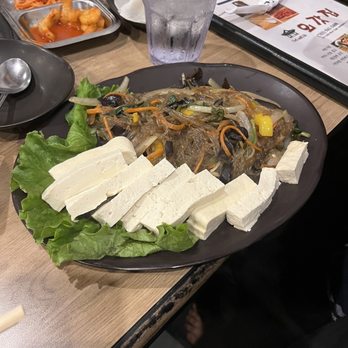 Oegadgib - Tofu just slapped onto the side of the plate after staff was told someone from our group didn't eat meat - Korean Near Me - Annandale, Virginia