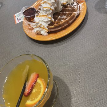 Mimosas Gourmet - Mango Margarita. Churro waffle. - Breakfast & Brunch Near Me - Morgan Hill, California Mimosas Gourmet - Mango Margarita. Churro waffle. - Breakfast & Brunch Near Me - Morgan Hill, California