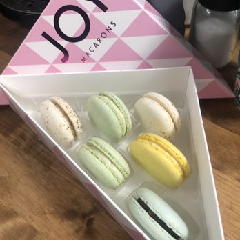 JOY Macarons - In the box: lemon, pistachio, maple, & almond - Macarons Near Me - Dallas, Texas JOY Macarons - In the box: lemon, pistachio, maple, & almond - Macarons Near Me - Dallas, Texas