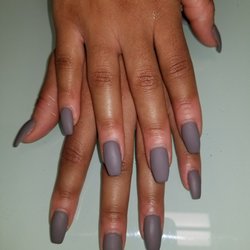 Katie's Nails & Beauty Studio - Matte Gray shellac gel nails!