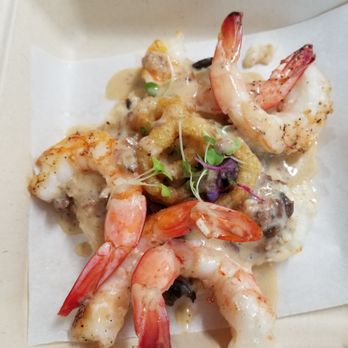 Bijoux - shrimp and vegetables in a white dish - Seafood Near Me - Miramar Beach, Florida Bijoux - shrimp and vegetables in a white dish - Seafood Near Me - Miramar Beach, Florida