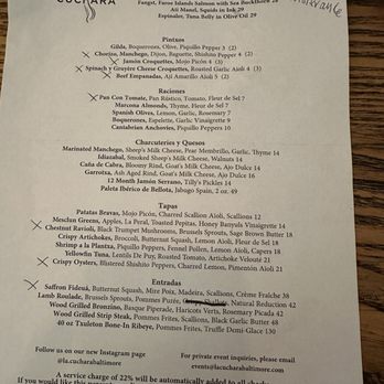 La Cuchara - Menu marked up for gluten intolerance (anything with an X contains gluten) - Basque Near Me - Baltimore, Maryland La Cuchara - Menu marked up for gluten intolerance (anything with an X contains gluten) - Basque Near Me - Baltimore, Maryland