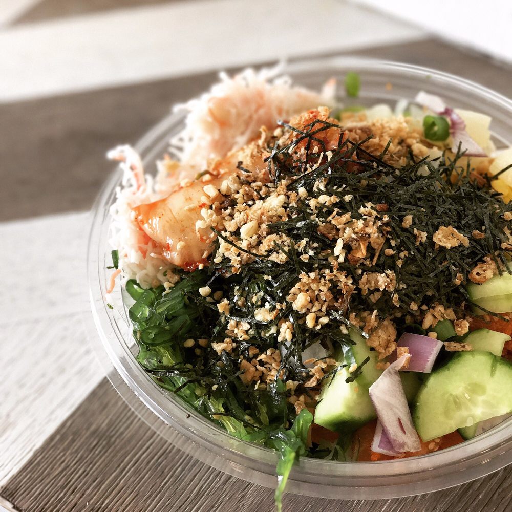 Steve's Poké Bar - Large Bowl with 2 scoops of sashimi and all the toppings except ginger - Hawaiian Near Me - Burnaby, British Columbia
