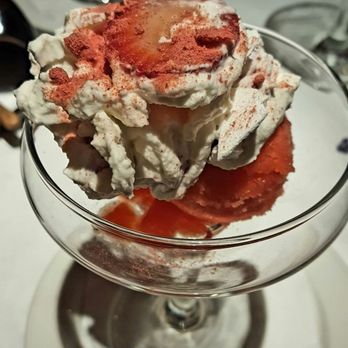 Montrio - Strawberry sorbet with meringue and strawberry dust - New American Near Me - Monterey, California Montrio - Strawberry sorbet with meringue and strawberry dust - New American Near Me - Monterey, California