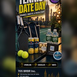 705 BRBR - " Tennis Date Day: Build a simple date-day pairing with Sanpellegrino Limonata, Ferrero Rocher, Ritter Sport chocolate, Ice Breakers and Po