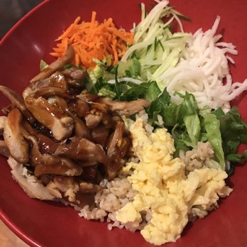 Bibimbowl - Chicken bibimbap with soy garlic chicken and brown rice - Korean Near Me - Sunnyvale, California