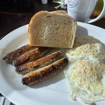 Doc's Diner - Eggs with sourdough toast and turkey sausage. - Seafood Near Me - Key Largo, Florida Doc's Diner - Eggs with sourdough toast and turkey sausage. - Seafood Near Me - Key Largo, Florida