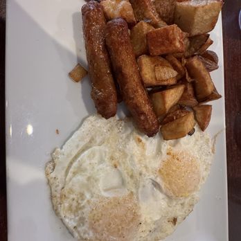 A Three Palms Cuban Restaurant - Eggs and sausage and potatoes - Cuban Near Me - North Miami, Florida