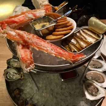Hazel's - The seafood appetizer (sorry but a few of the sauces disappeared already). - Bars Near Me - Birmingham, Michigan Hazel's - The seafood appetizer (sorry but a few of the sauces disappeared already). - Bars Near Me - Birmingham, Michigan