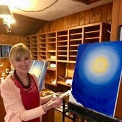 Wine and Painting Classes LLC - Kate teaching at the Wilmington Inn, Wilmington, Vermont