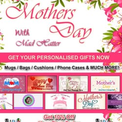 Mad As A Hatter & The Tea Party - Personalised Mother's Day Gifts , make up bags, gift sets and much more  From only £4.99 fast delivery  www.madhattergifts.co.uk