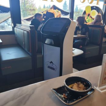 Sumo Sushi & Grill - Cute serving robot :) - Japanese Near Me - Burlington, Washington Sumo Sushi & Grill - Cute serving robot :) - Japanese Near Me - Burlington, Washington