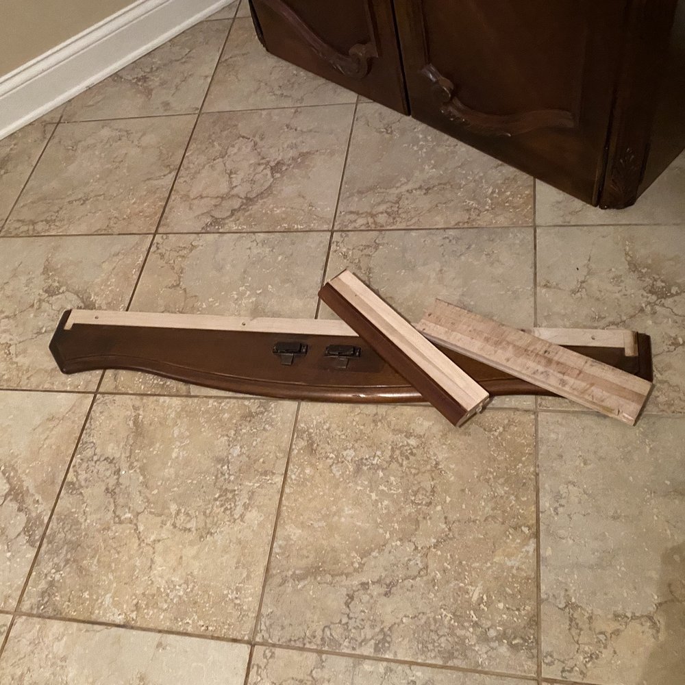 Broken furniture from where they dropped it in our driveway Broken furniture from where they dropped it in our driveway