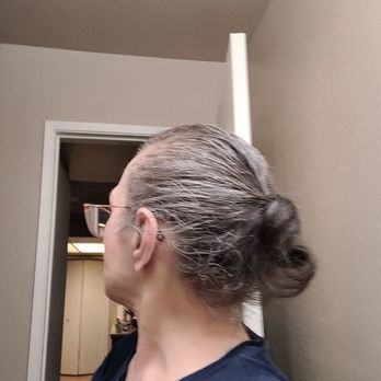 Look Nook Salon - Before. Salt & pepper naturally curly thinning hair. Scared to do anything with it. - Hair Salons Near Me - Reno, Nevada