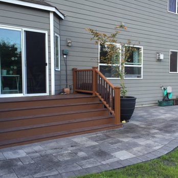 Pacific Landscaping - Composite deck on concrete pavers patio - Landscaping Near Me - Kent, Washington Pacific Landscaping - Composite deck on concrete pavers patio - Landscaping Near Me - Kent, Washington