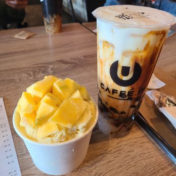 CAFFE:iN - Mango snow ice and brown sugar boba.  Mangoes were a bit hard and tart.  Not to my liking. - Coffee & Tea Near Me - Union City, California