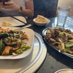 Thai fish (front) and cumin lamb Thai fish (front) and cumin lamb