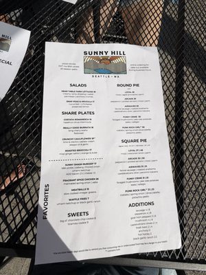 Menu photo 1 Sunny Hill Seattle, WA