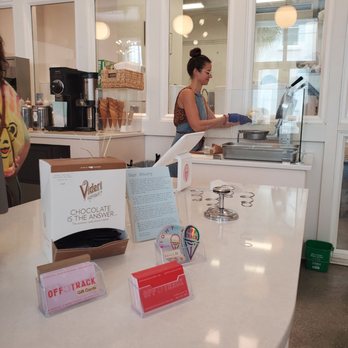 Off Track Ice Cream - Making waffle cones - Ice Cream & Frozen Yogurt Near Me - Charleston, South Carolina Off Track Ice Cream - Making waffle cones - Ice Cream & Frozen Yogurt Near Me - Charleston, South Carolina