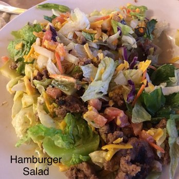 Sloan's - HAMBURGER SALAD WITH 1,000 ISLAND DRESSING AND A BISCUIT CAME WITH SALAD. - Breakfast & Brunch Near Me - Indio, California Sloan's - HAMBURGER SALAD WITH 1,000 ISLAND DRESSING AND A BISCUIT CAME WITH SALAD. - Breakfast & Brunch Near Me - Indio, California