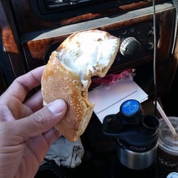 Bagelicious - "$3 bagel with cream cheese" $2.10 for cream cheese and theres barely any on it...
