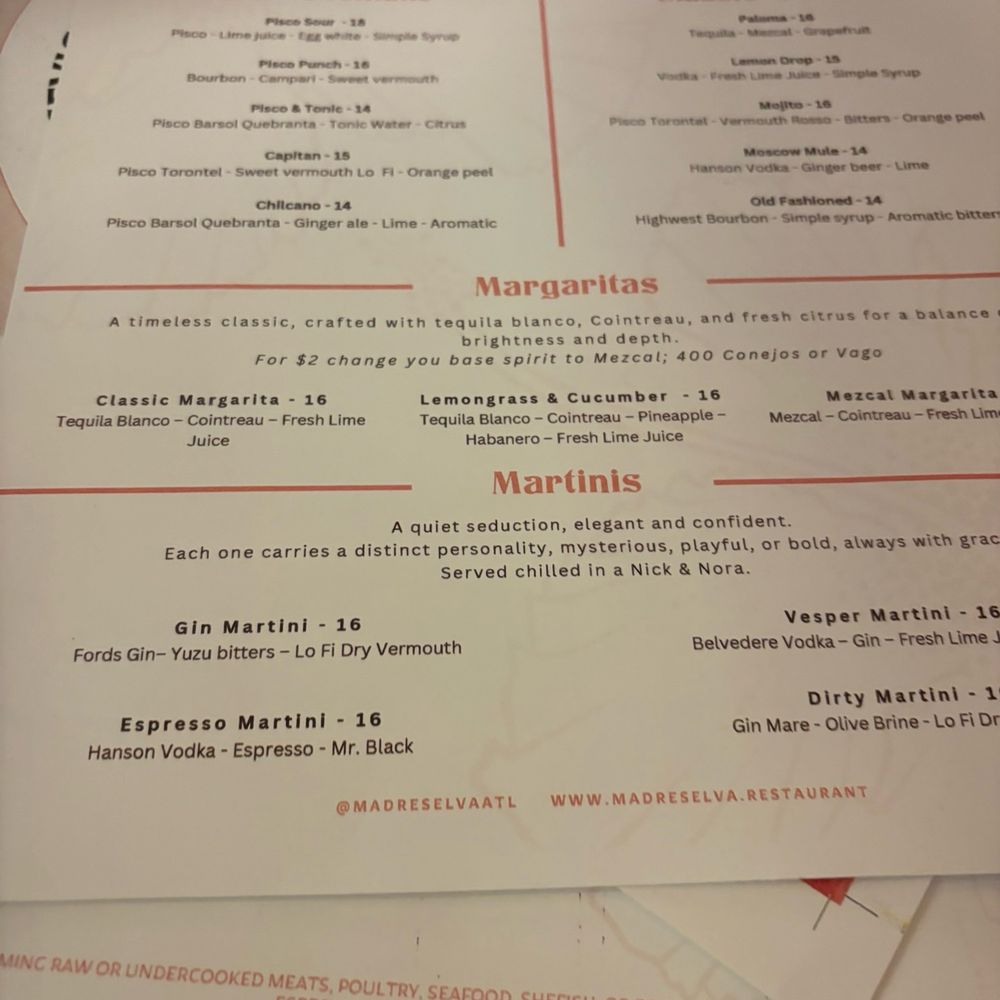 Madre Selva - Menu - Latin American Near Me - Atlanta, Georgia