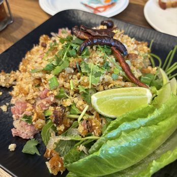 Cocomilk Cafe - Crispy Rice Salad (Nam Khao) - Laotian Near Me - Sacramento, California Cocomilk Cafe - Crispy Rice Salad (Nam Khao) - Laotian Near Me - Sacramento, California