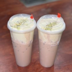 Dr Tea - Dubai chocolate milk tea - topped with silky pistachio foam