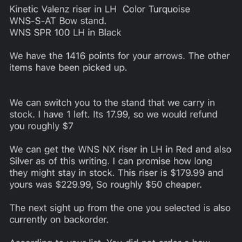 Rising Phoenix Archery - Email correspondence between myself and the owner Brandon - Archery Near Me - Troy, Michigan