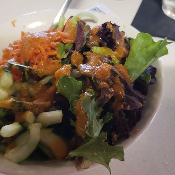 Umami Japanese Bistro - House salad with shredded carrots and ginger dressing - Japanese Near Me - Baton Rouge, Louisiana Umami Japanese Bistro - House salad with shredded carrots and ginger dressing - Japanese Near Me - Baton Rouge, Louisiana