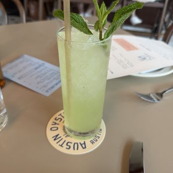 Austin Oyster Co. - Cucumber fizz mocktail - Seafood Near Me - Austin, Texas