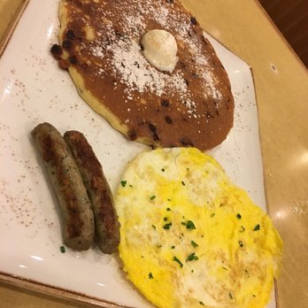 First Watch - Cinnamon Chip Pancake Breakfast (two fresh, cage-free eggs, cinnamon chip pancake & turkey sausage) - Breakfast & Brunch Near Me - Clearwater, Florida First Watch - Cinnamon Chip Pancake Breakfast (two fresh, cage-free eggs, cinnamon chip pancake & turkey sausage) - Breakfast & Brunch Near Me - Clearwater, Florida