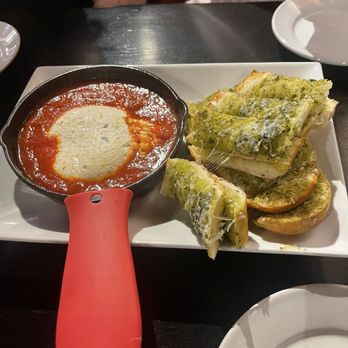 The Stillery - Appetizer, skillet cheese w/pesto garlic bread came - New American Near Me - Nashville, Tennessee