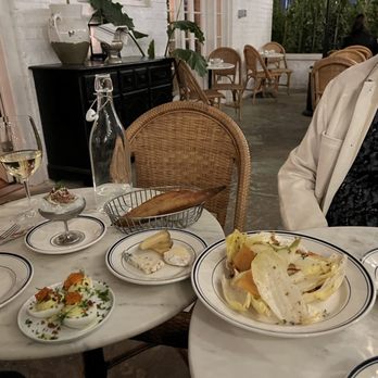 Sottise - Deviled eggs, oyster with steak tartare, cheese plate and endive salad - French Near Me - Phoenix, Arizona Sottise - Deviled eggs, oyster with steak tartare, cheese plate and endive salad - French Near Me - Phoenix, Arizona