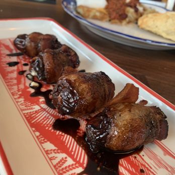 MoCo's Founding Farmers - Bacon wrapped Blue Cheese Bacon Dates - New American Near Me - Potomac, Maryland MoCo's Founding Farmers - Bacon wrapped Blue Cheese Bacon Dates - New American Near Me - Potomac, Maryland